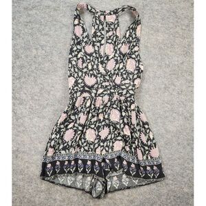 American Eagle Outfitters AEO Romper Women Small Floral Boho Smocked Waist VNeck